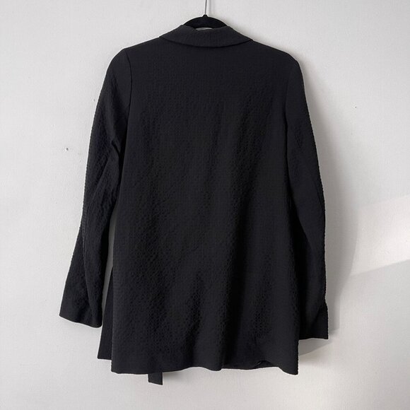 COS Size 6 Black Textured Wrap BLazer Jacket With Belt Wool Spandex Lined - Picture 7 of 10